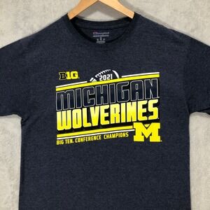Champion‎ Michigan Wolverines 2021 Big Ten Champs T-Shirt Heather Gray M